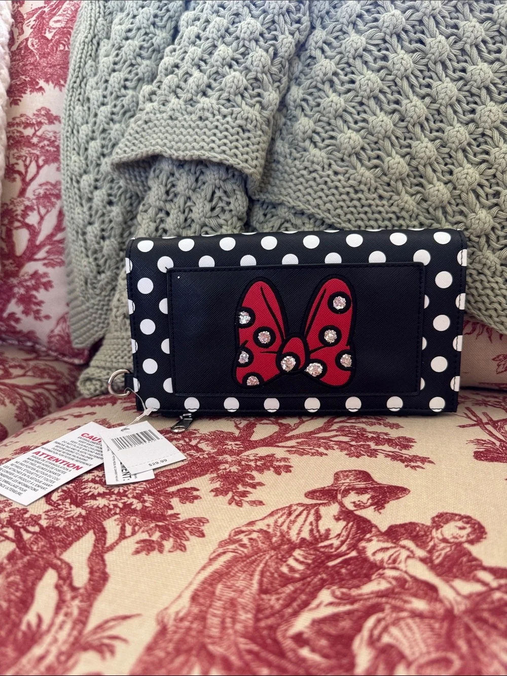 Disney Black & White Polka Dot Wallet with Red Minnie Bow